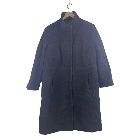 Talbots Jackets & Blazers - Talbots Women's XL 16/18 Wool Blend A-Line Car Coat Funnel Neck Black Longline
